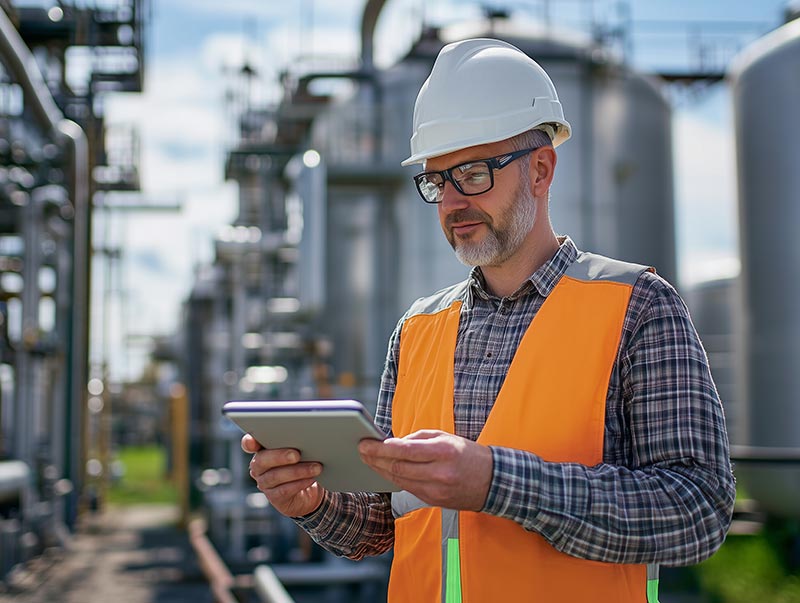 Facility worker at Anaerobic Digester site